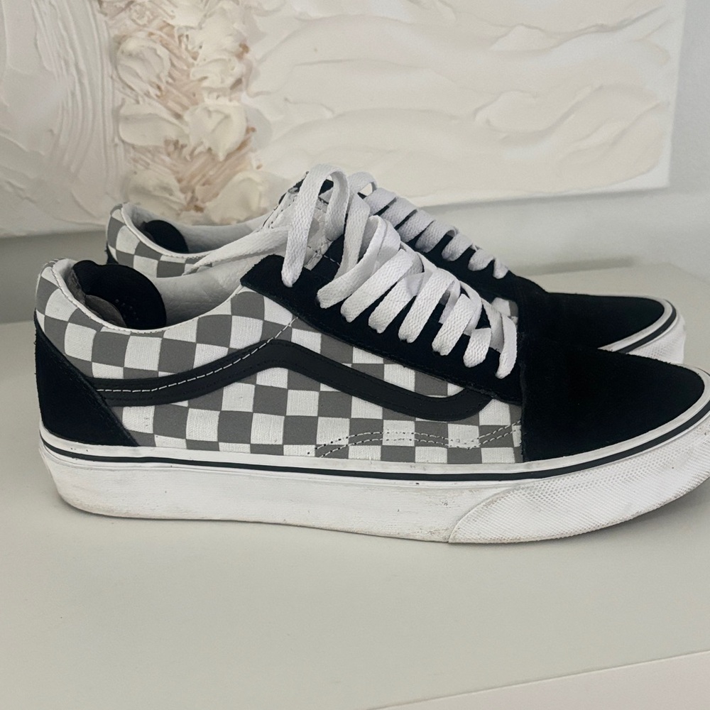 Vans Men's Checkered Black and White Sneakers